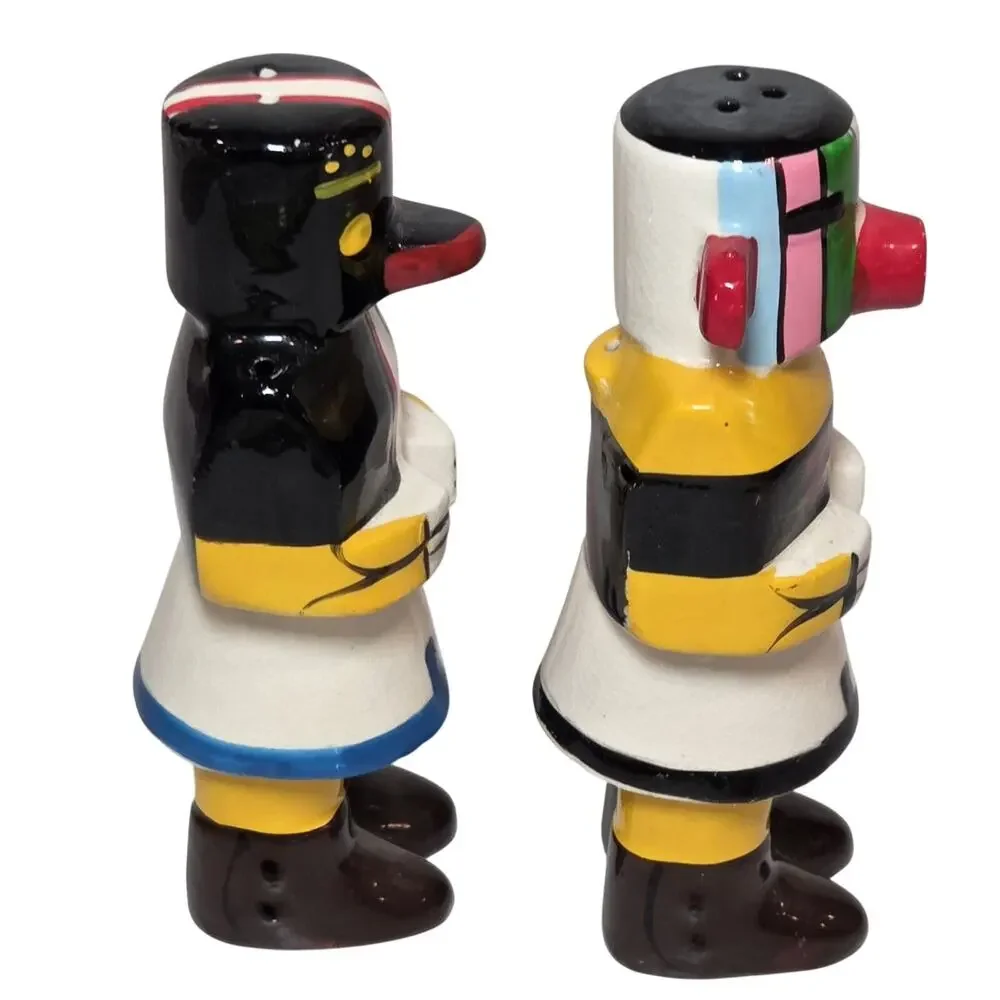 Vintage Hopi Kachina Doll Salt Pepper Shakers Japan Southwestern Ceramic Pair